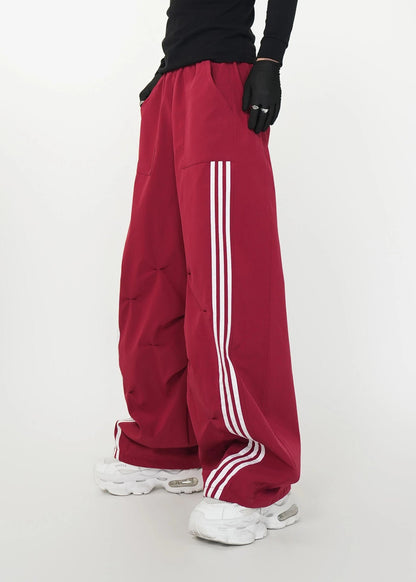 3 - Stripe Loose Wide - Leg Track Trousers - Rick Circus