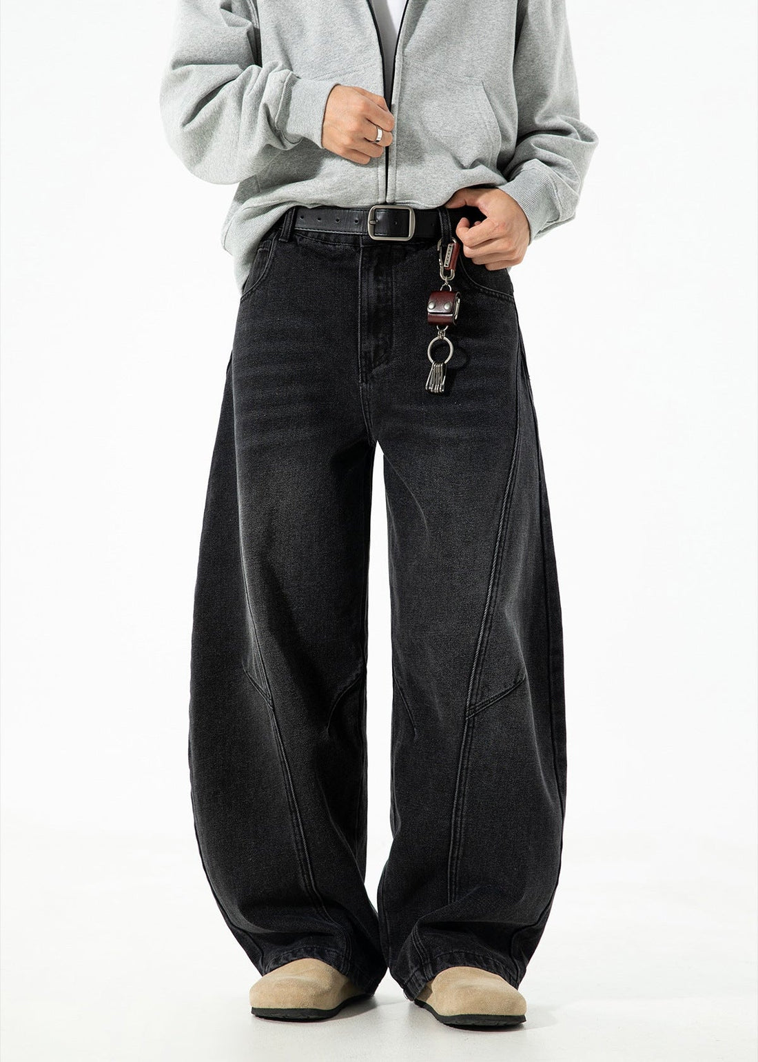 3D Panel Stitch Baggy Jeans - Rick Circus