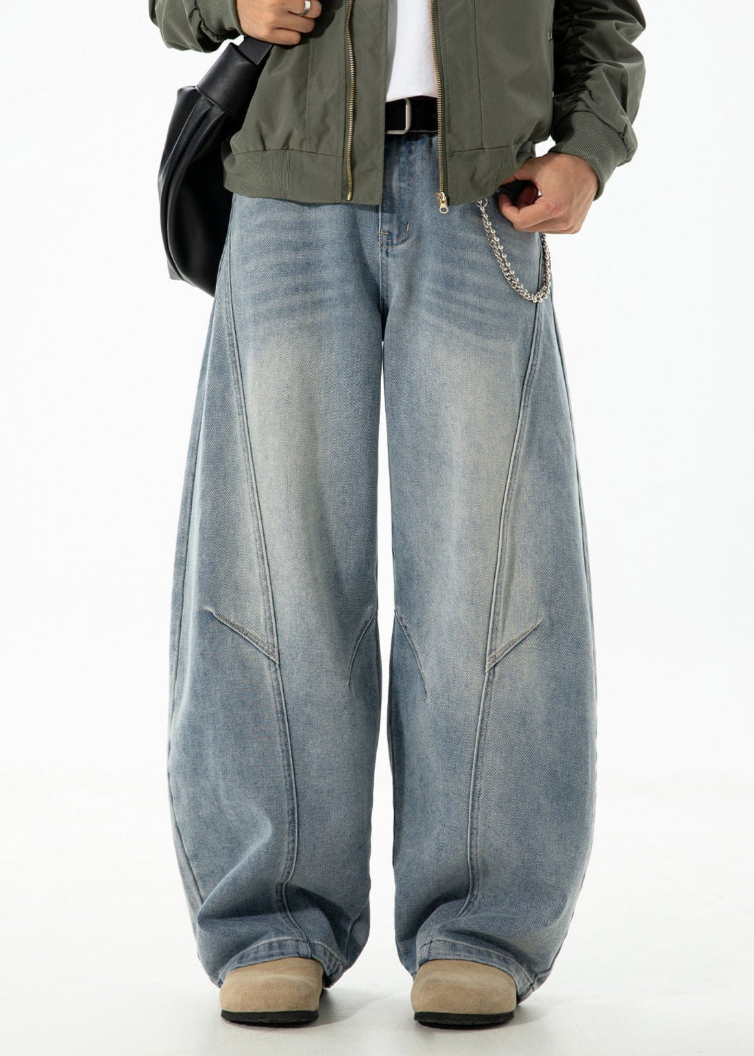 3D Panel Stitch Baggy Jeans - Rick Circus