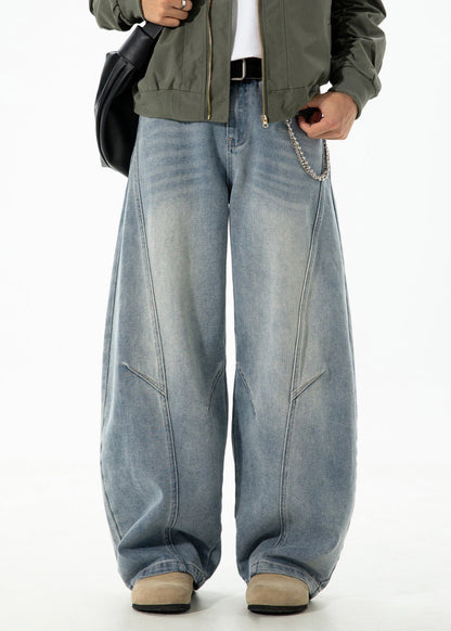 3D Panel Stitch Baggy Jeans - Rick Circus