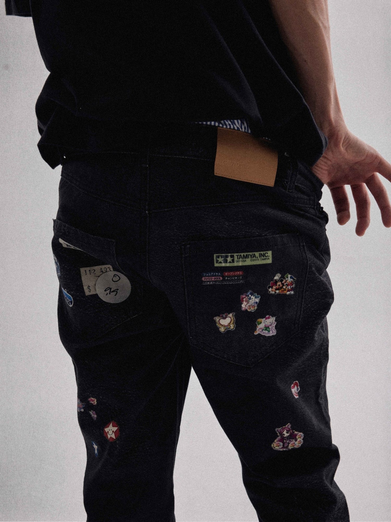 3D Printed Leather Stickers Flare Bootcut Trousers - Rick Circus