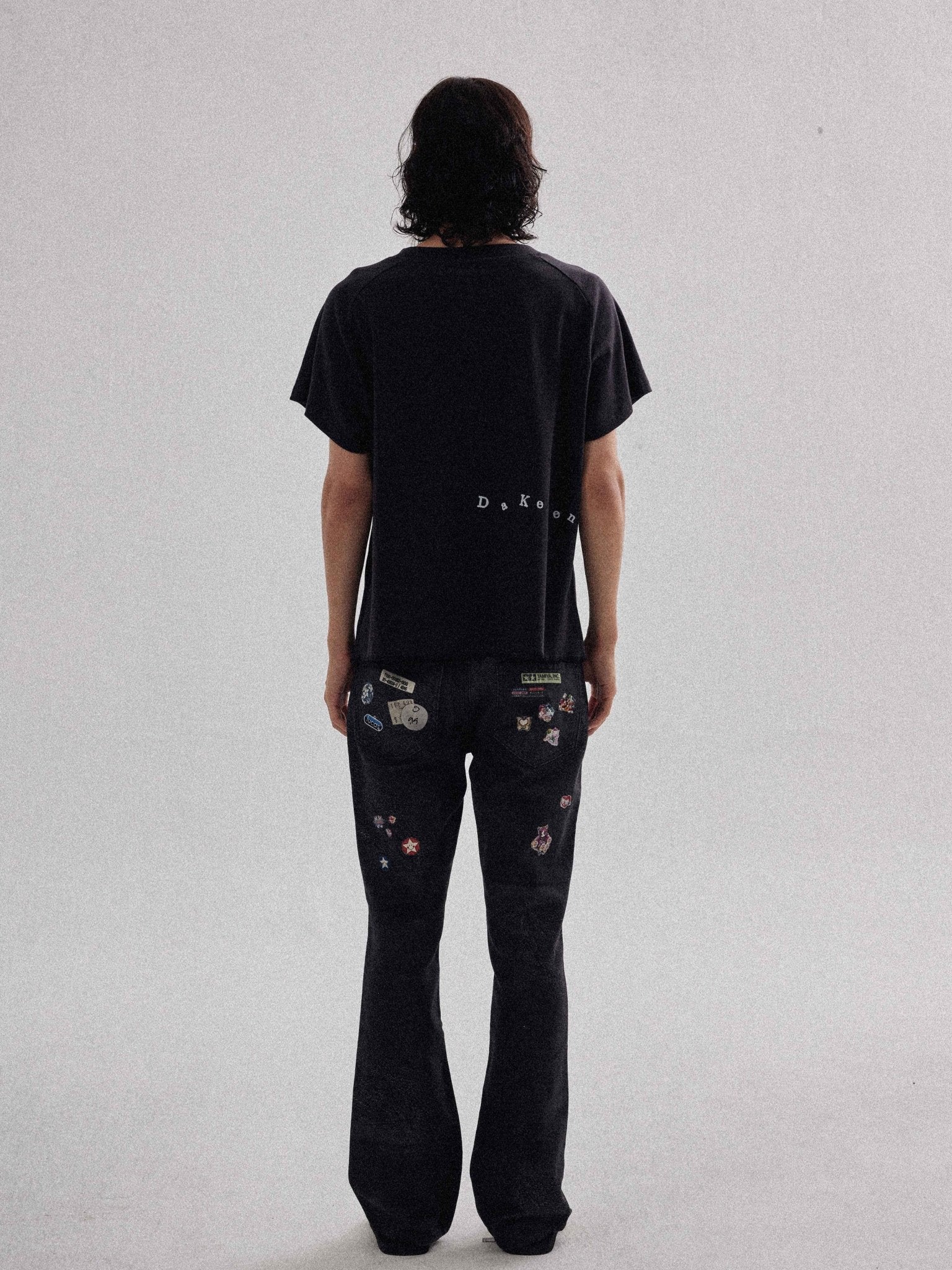 3D Printed Leather Stickers Flare Bootcut Trousers - Rick Circus