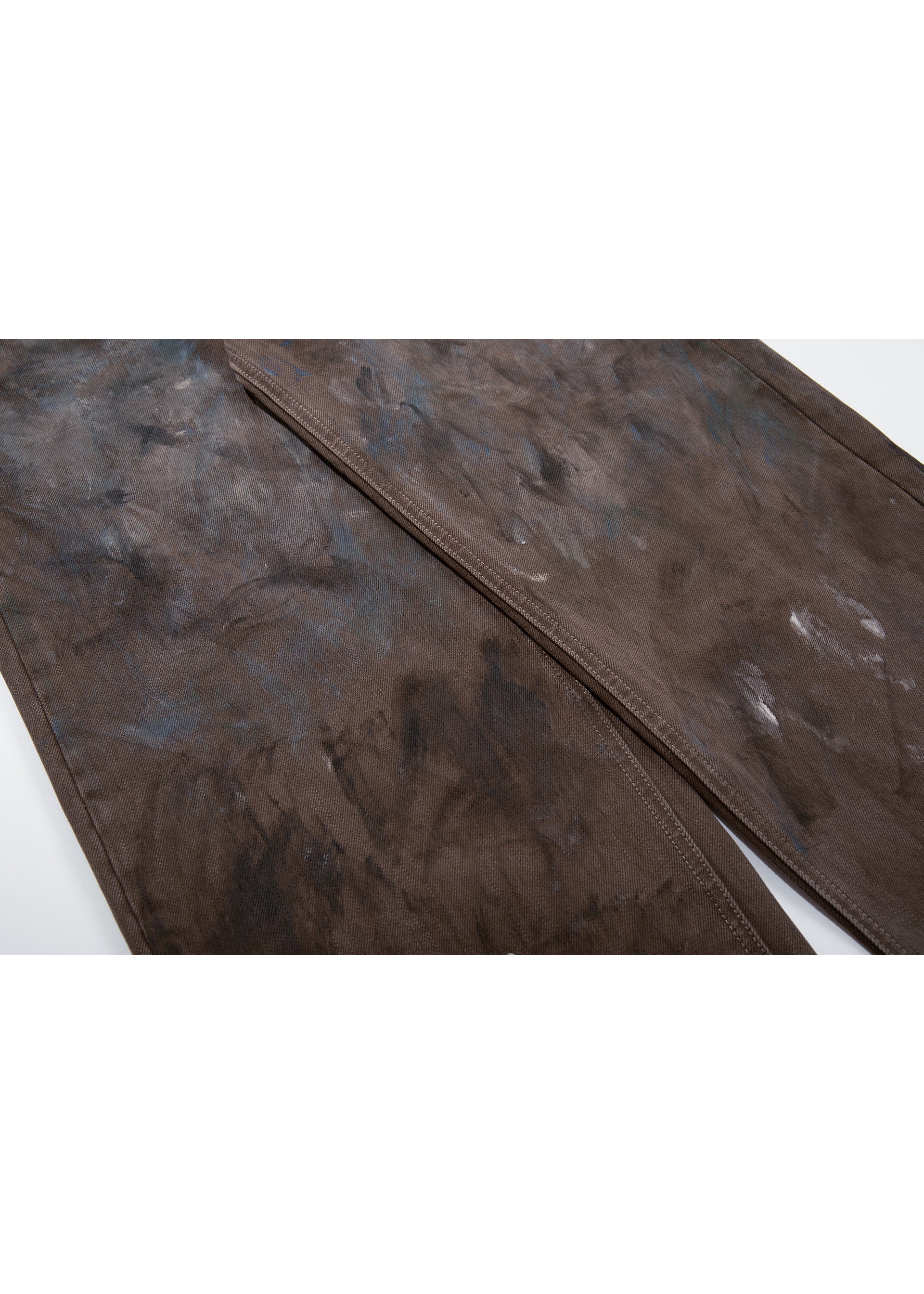 Paint-Splattered Distressed Wide-Leg Jeans