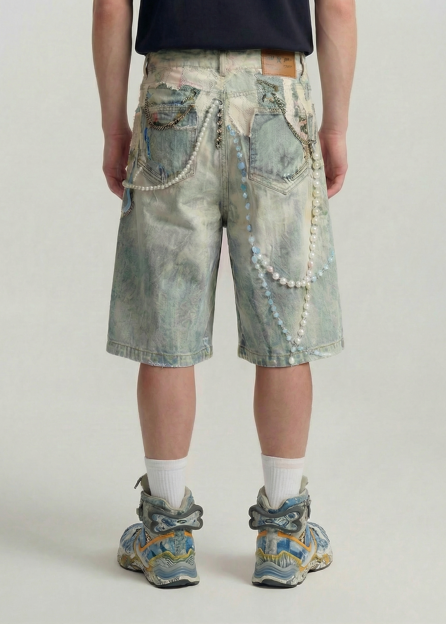 Art Print Denim Shorts
