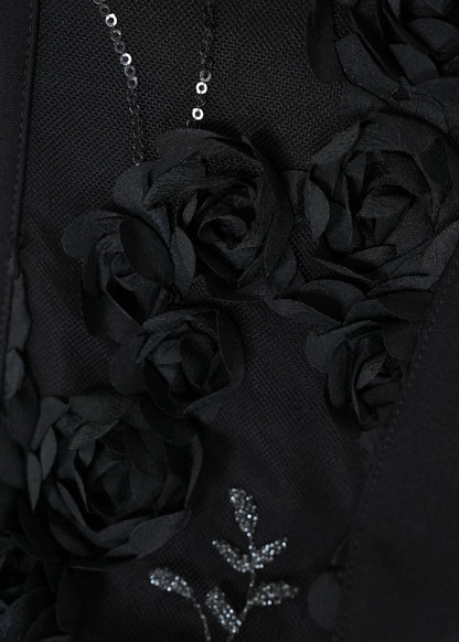 Black Rose Embossed Mandarin Collar Shirt
