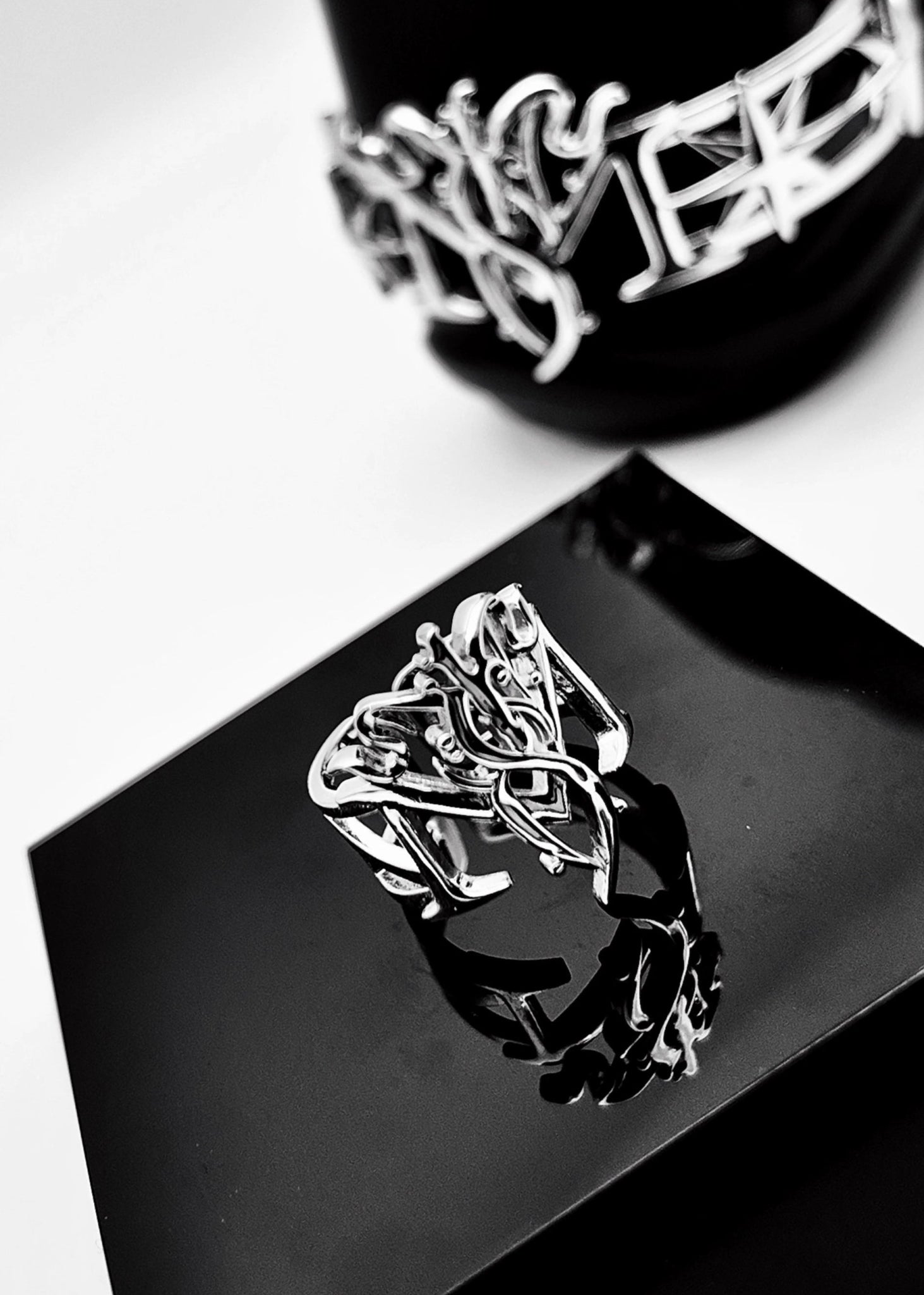 Adjustable Gothic MY Letter Ring - Rick Circus