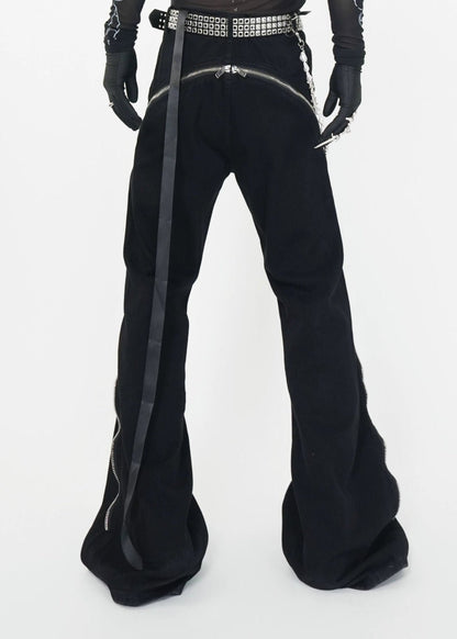 Adjustable Zipper Flare Jeans - Rick Circus