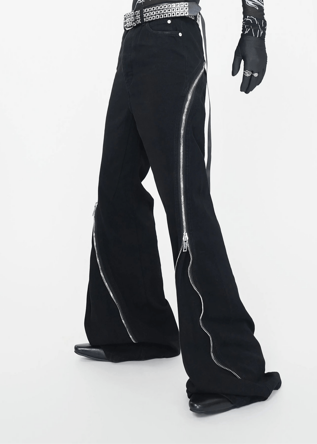 Adjustable Zipper Flare Jeans - Rick Circus