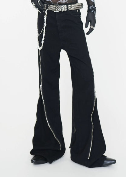 Adjustable Zipper Flare Jeans - Rick Circus