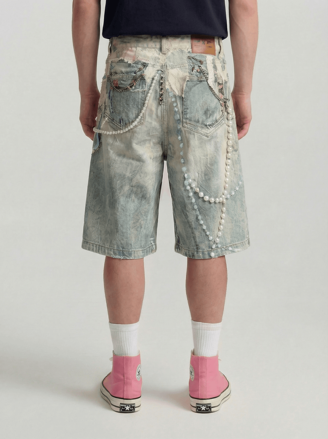 Art Print Denim Shorts - Rick Circus