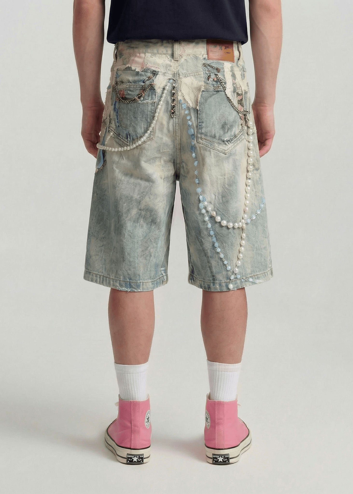 Art Print Denim Shorts - Rick Circus