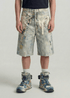 Art Print Denim Shorts - Rick Circus