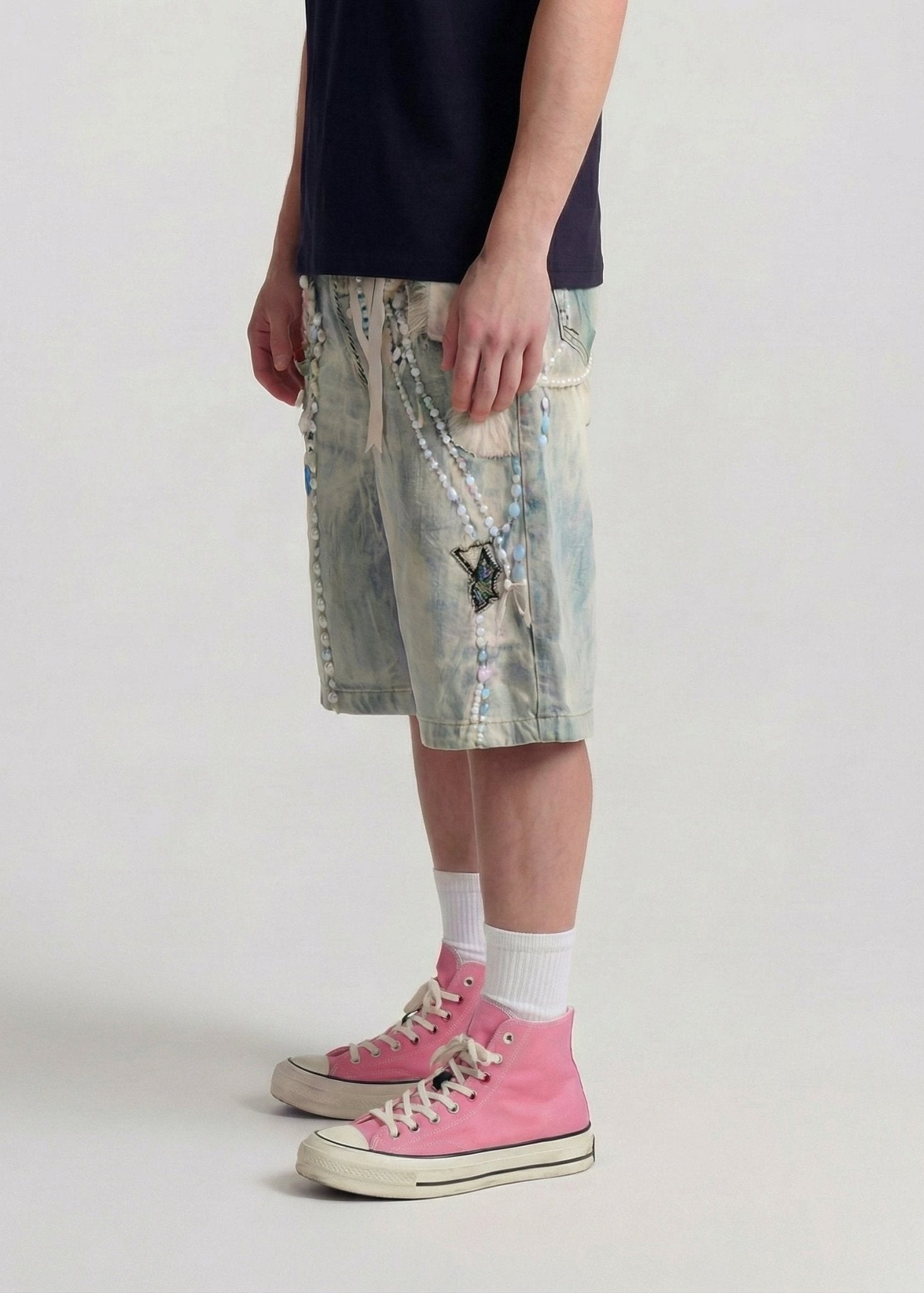 Art Print Denim Shorts - Rick Circus