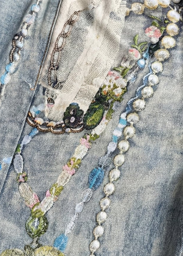 Art Print Denim Shorts - Rick Circus