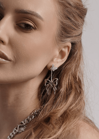 Asymmetric Butterfly Drop Earrings - Rick Circus