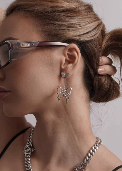 Asymmetric Butterfly Drop Earrings - Rick Circus