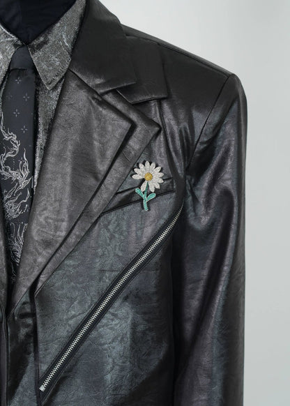 Avant - Garde Coated Faux Leather Blazer - Rick Circus