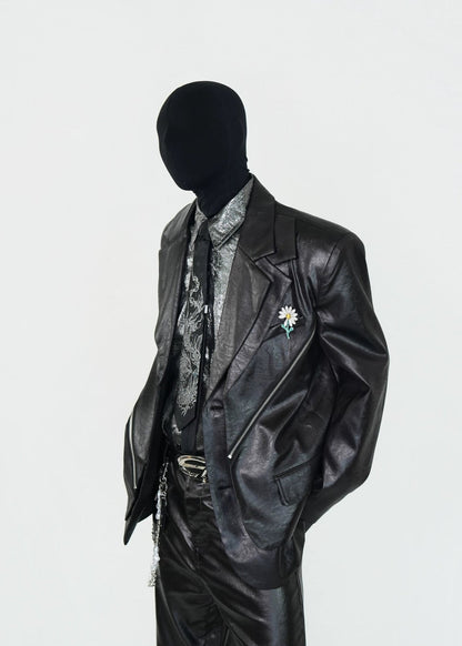 Avant - Garde Coated Faux Leather Blazer - Rick Circus