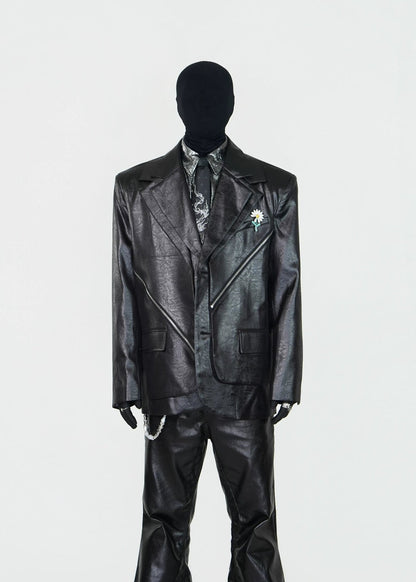 Avant - Garde Coated Faux Leather Blazer - Rick Circus