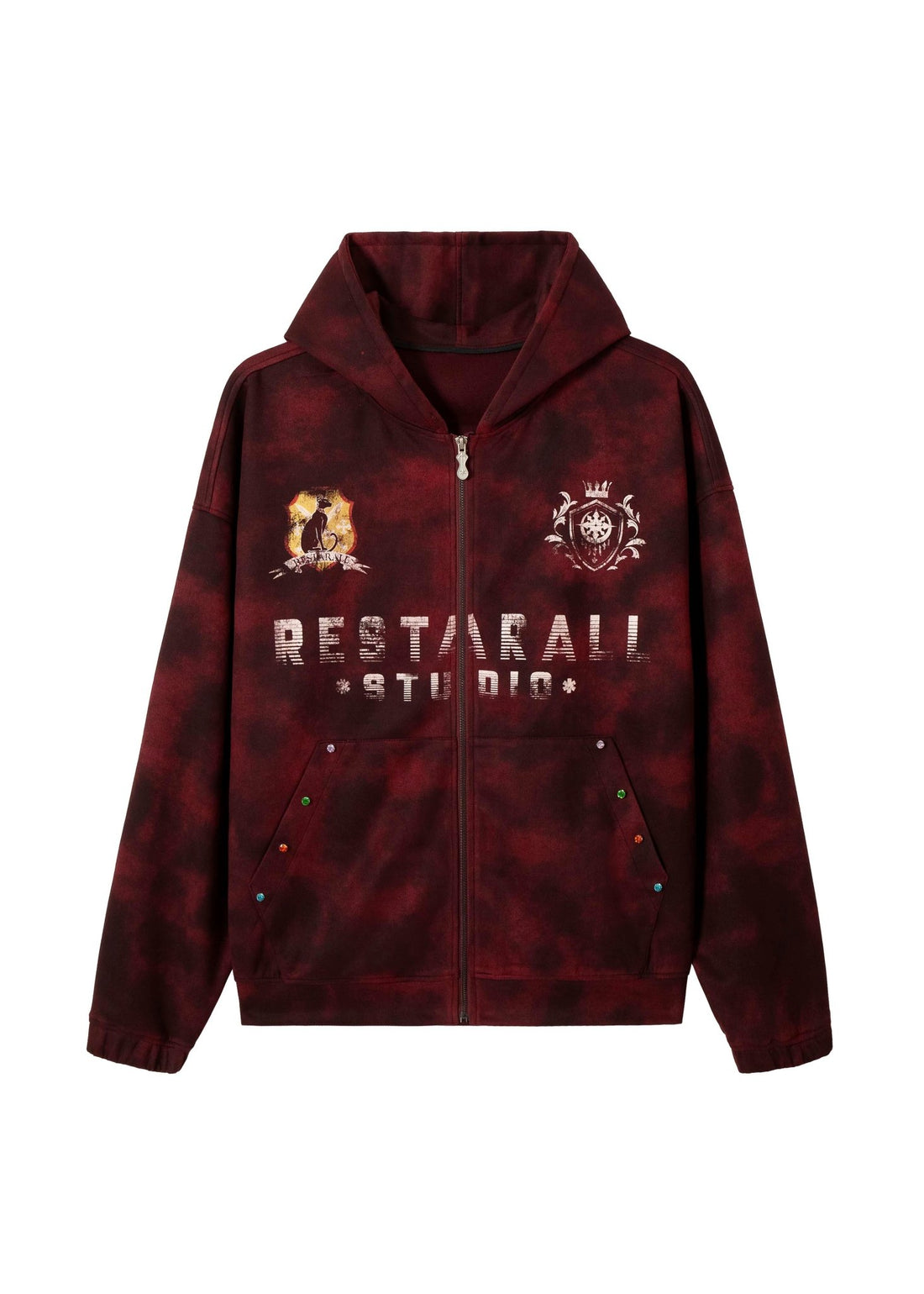Badge Embroidery Letter Tie - Dye Hoodie - Rick Circus