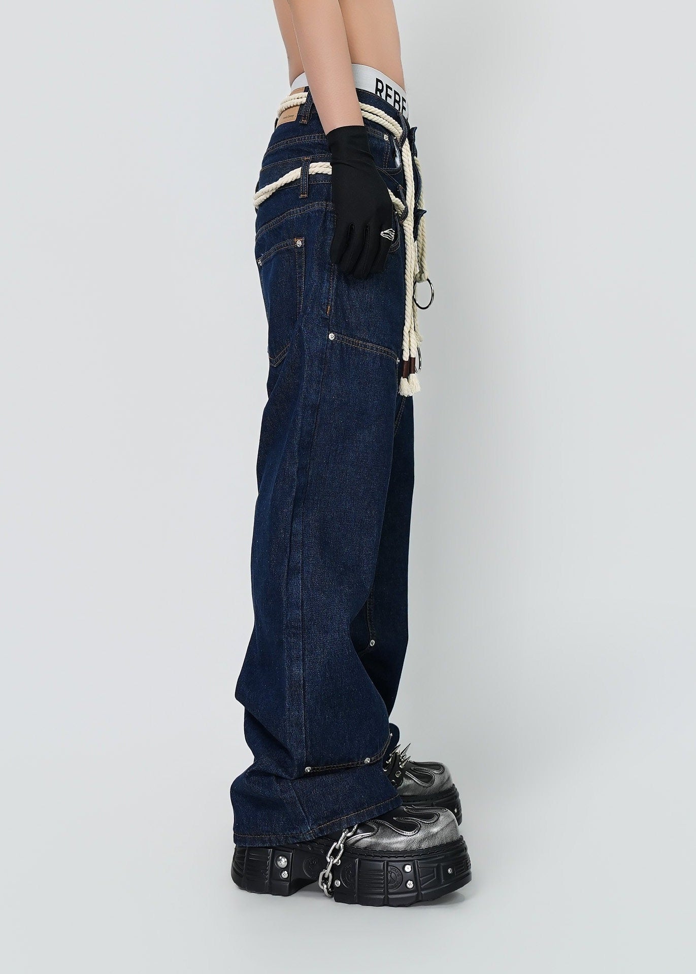 Baggy Double Waist Jeans - Rick Circus