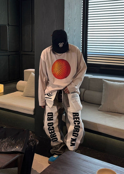 Balloon Letter Print Long Sleeve T-Shirt - Rick Circus
