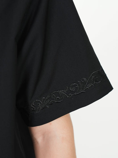 Black Embroidered Short Sleeve Shirt - Rick Circus