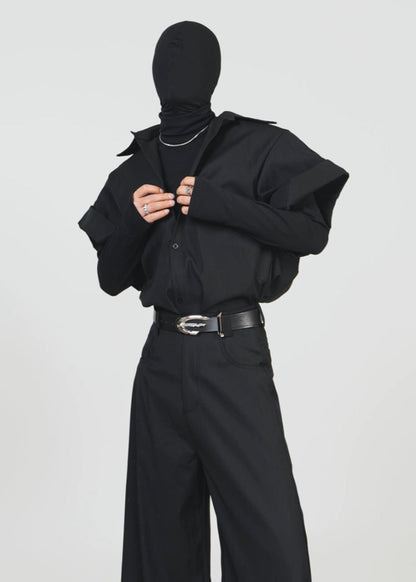 Black Oversized Short - Sleeve Shirt - Rick Circus