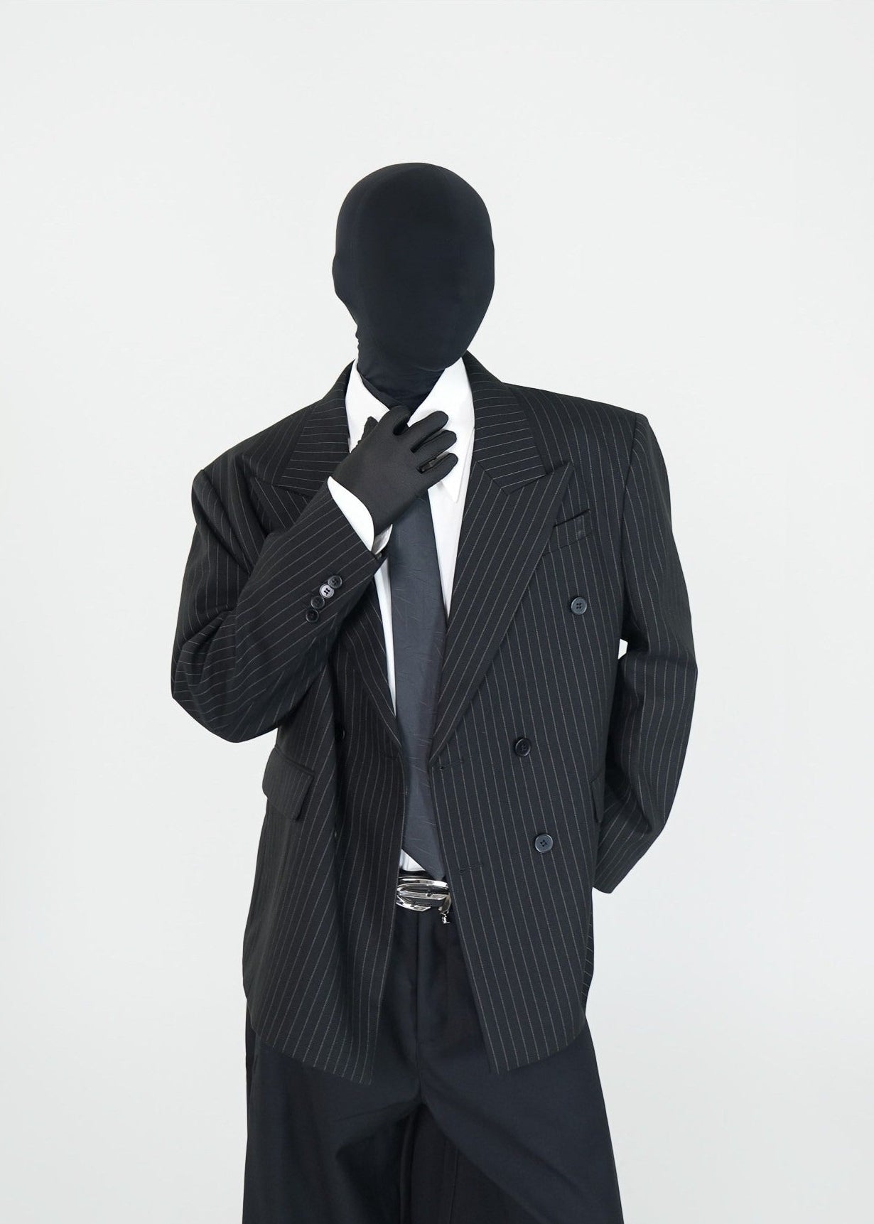 Black Pinstripe Structured Blazer - Rick Circus