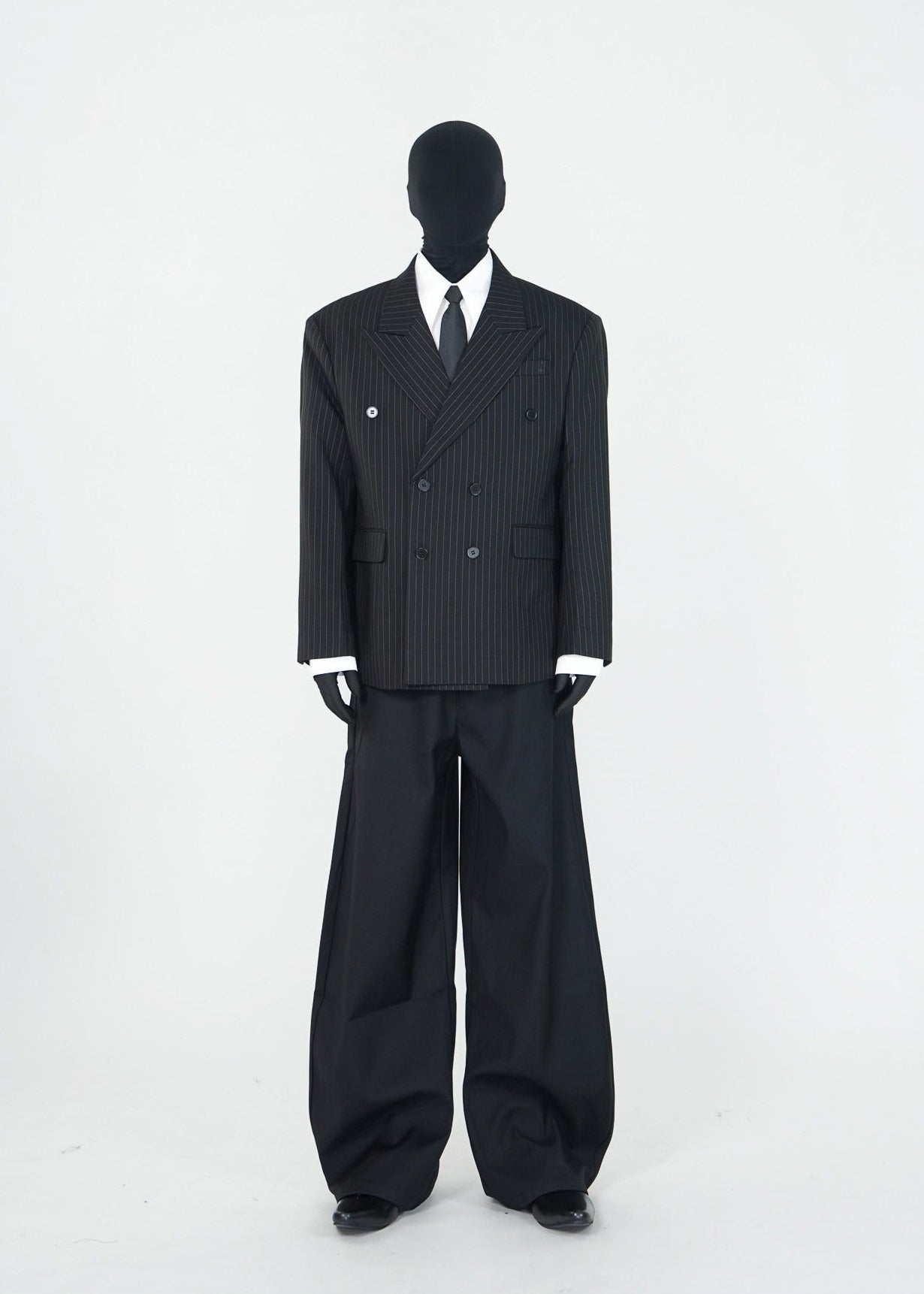 Black Pinstripe Structured Blazer - Rick Circus