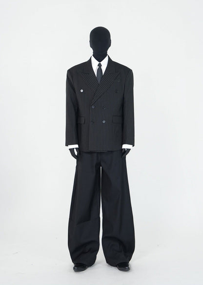 Black Pinstripe Structured Blazer - Rick Circus