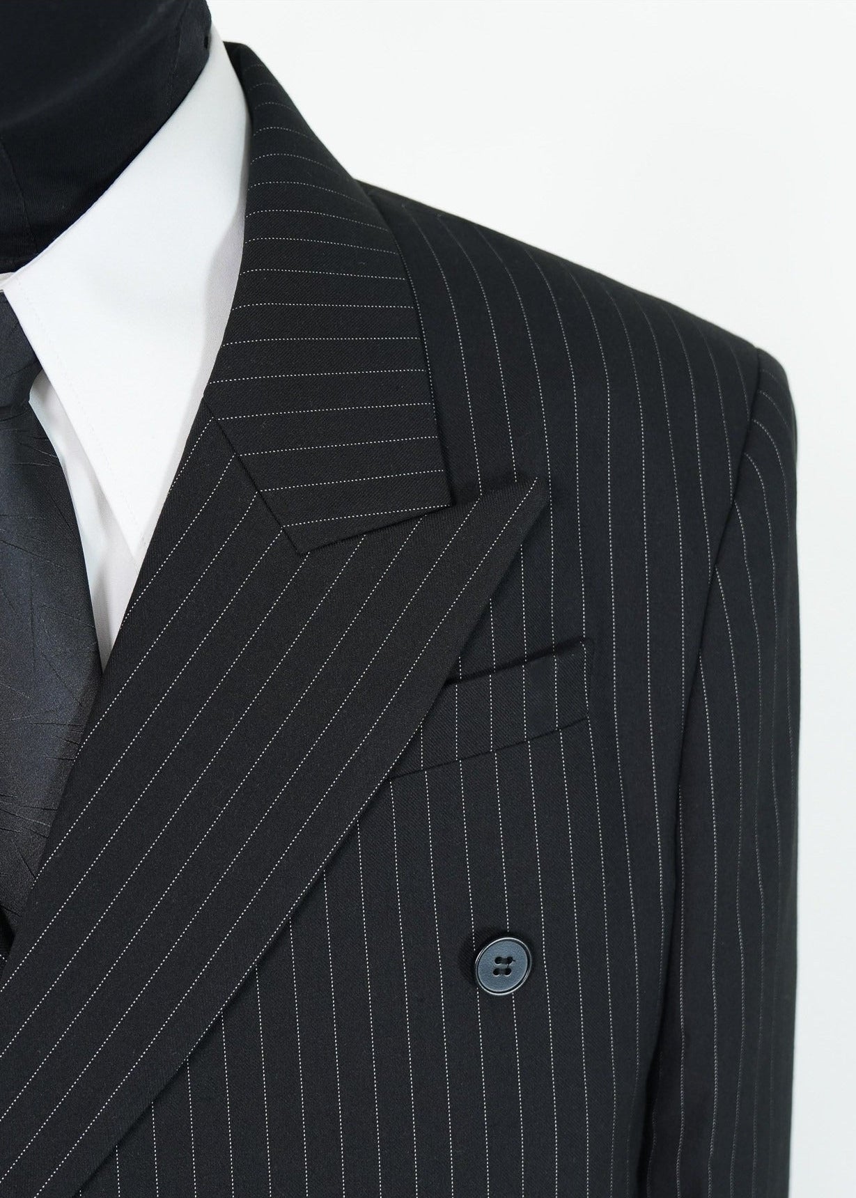 Black Pinstripe Structured Blazer - Rick Circus