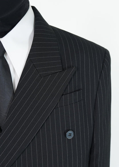 Black Pinstripe Structured Blazer - Rick Circus