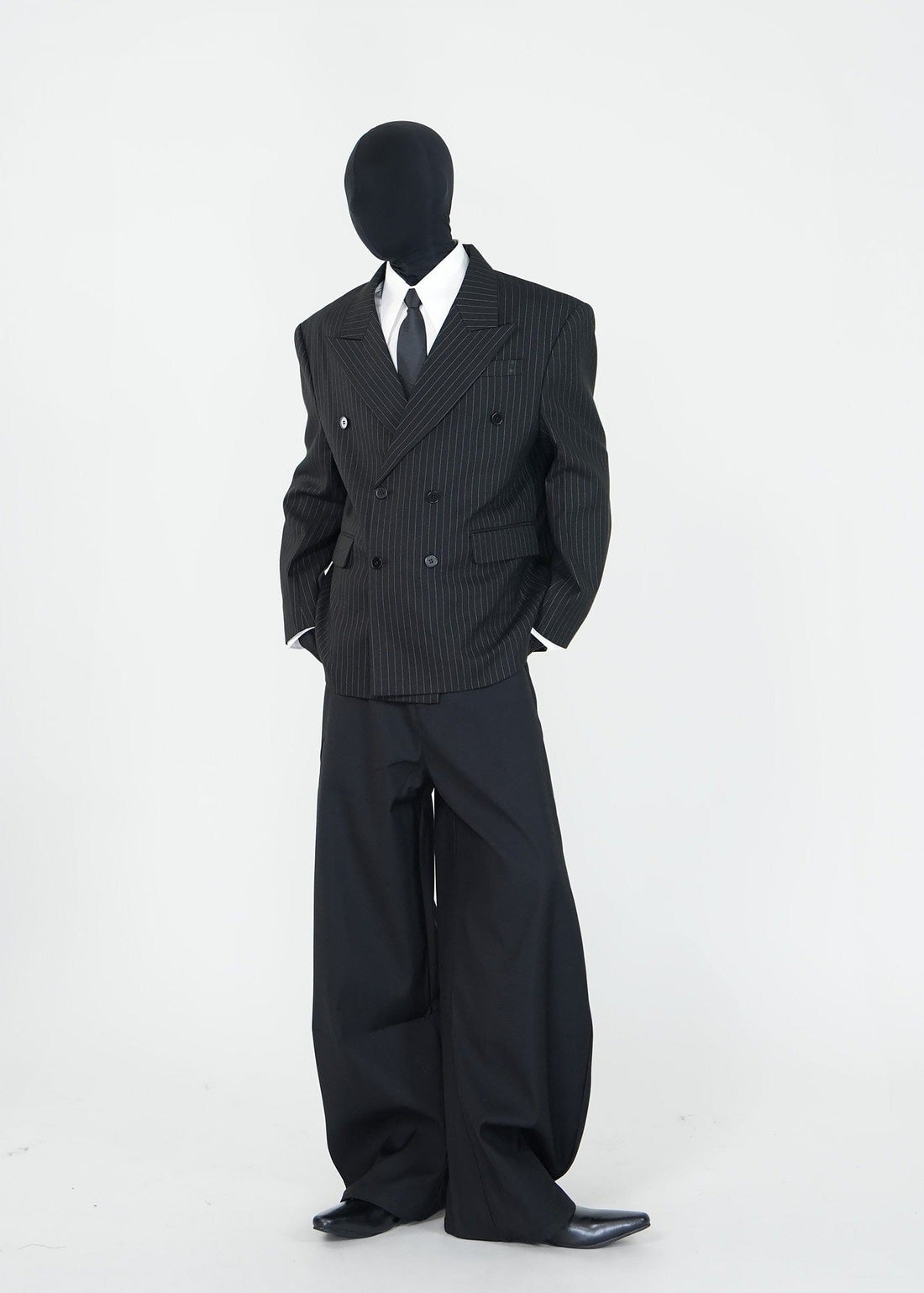 Black Pinstripe Structured Blazer - Rick Circus