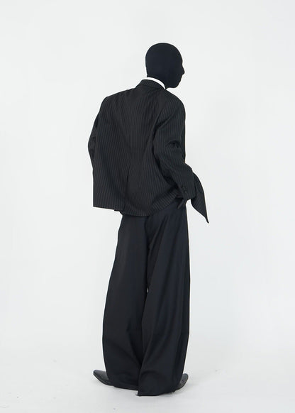 Black Pinstripe Structured Blazer - Rick Circus