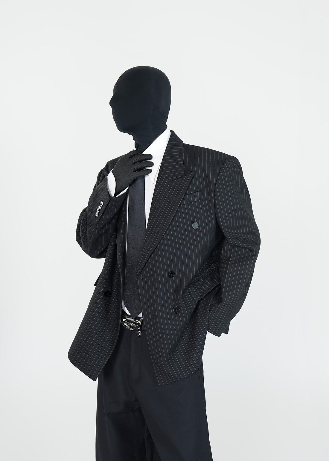 Black Pinstripe Structured Blazer - Rick Circus