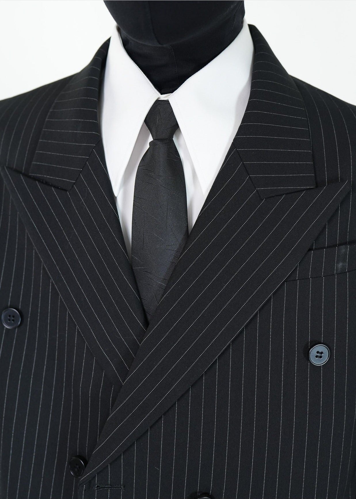Black Pinstripe Structured Blazer - Rick Circus