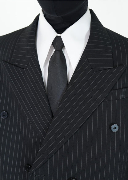Black Pinstripe Structured Blazer - Rick Circus