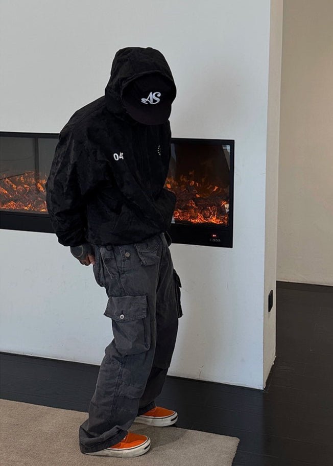 Black Printed Windbreaker Jacket - Rick Circus