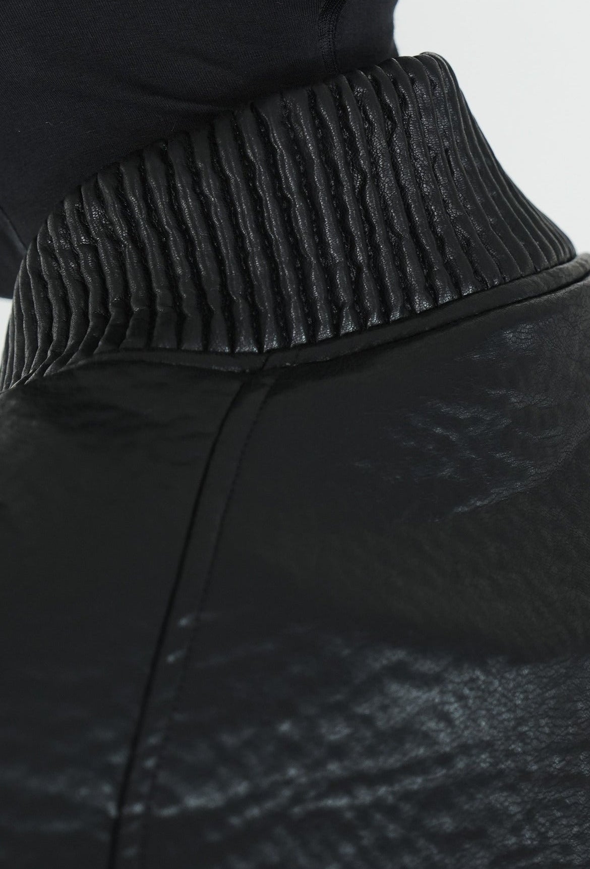 Black PU Padded Bomber Jacket - Rick Circus
