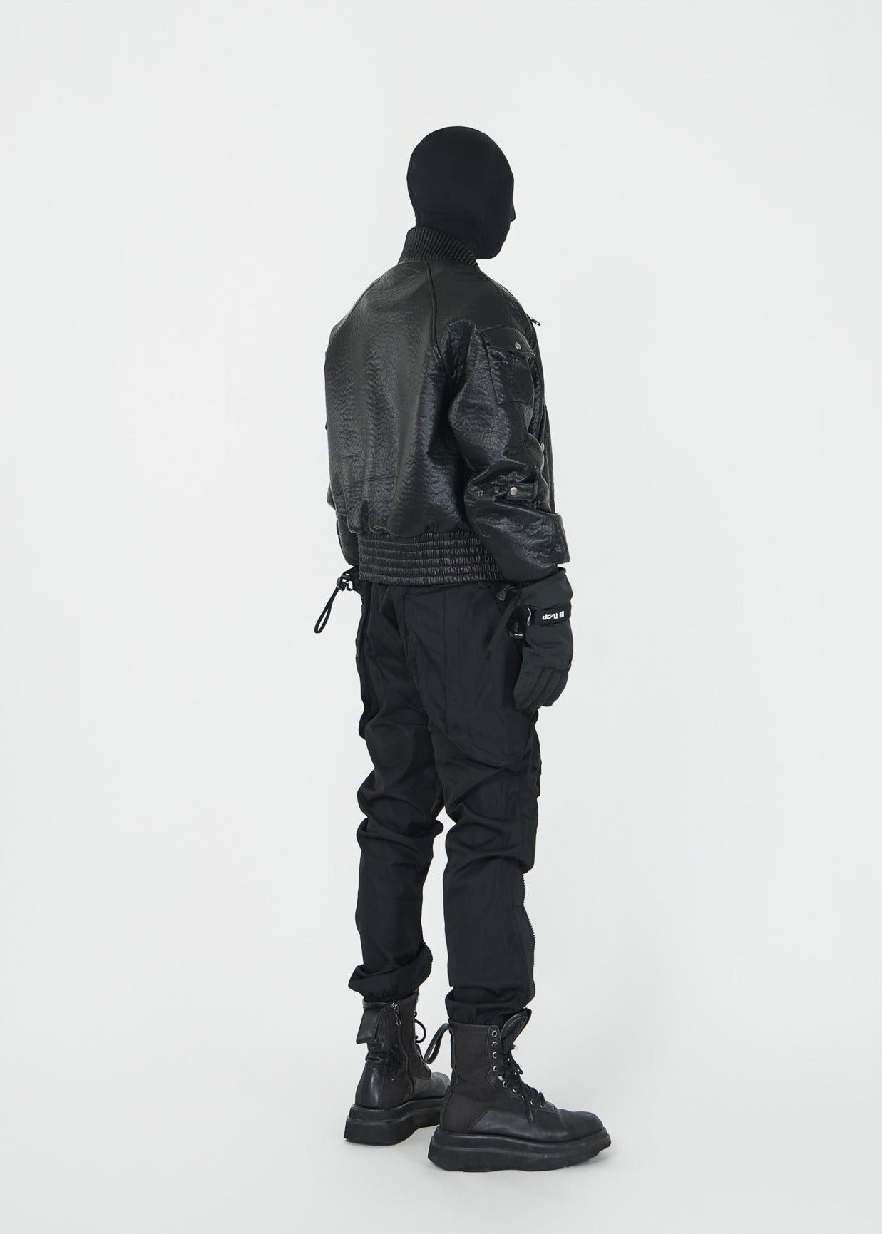 Black PU Padded Bomber Jacket - Rick Circus