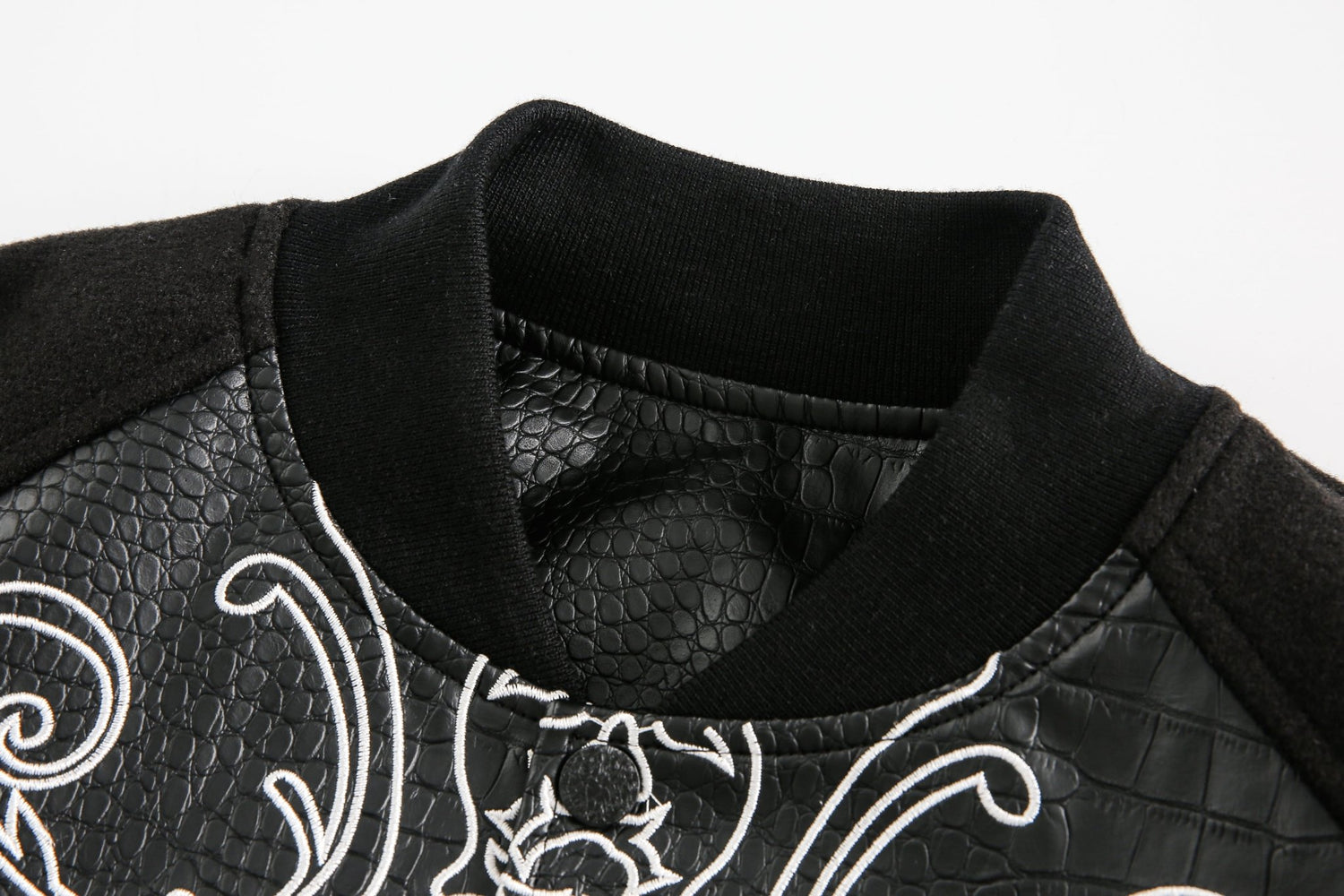 Black &amp; White Gothic Cross Varsity Jacket - Rick Circus