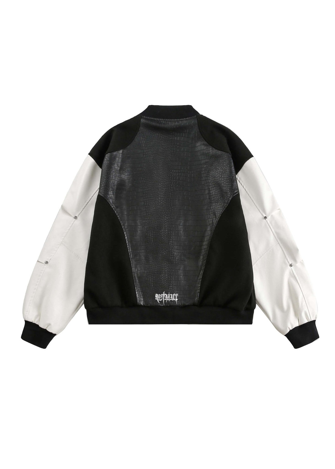 Black &amp; White Gothic Cross Varsity Jacket - Rick Circus