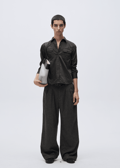 Blend Pleated Wide - Leg Trousers - Rick Circus