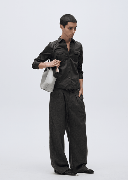 Blend Pleated Wide - Leg Trousers - Rick Circus