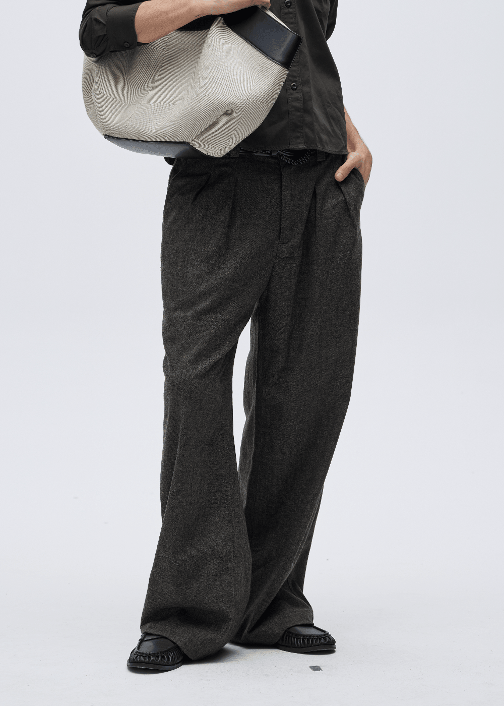 Blend Pleated Wide - Leg Trousers - Rick Circus