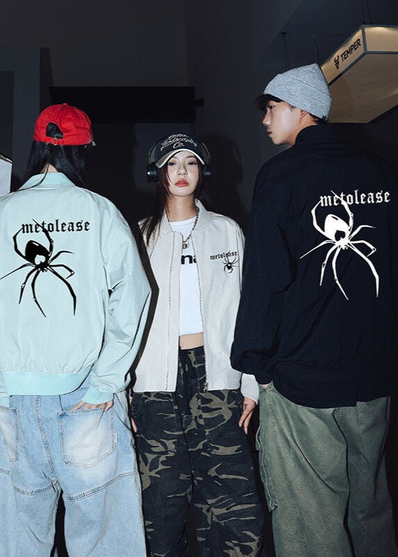 Bomber Jacket with Spider Graphic - Rick Circus