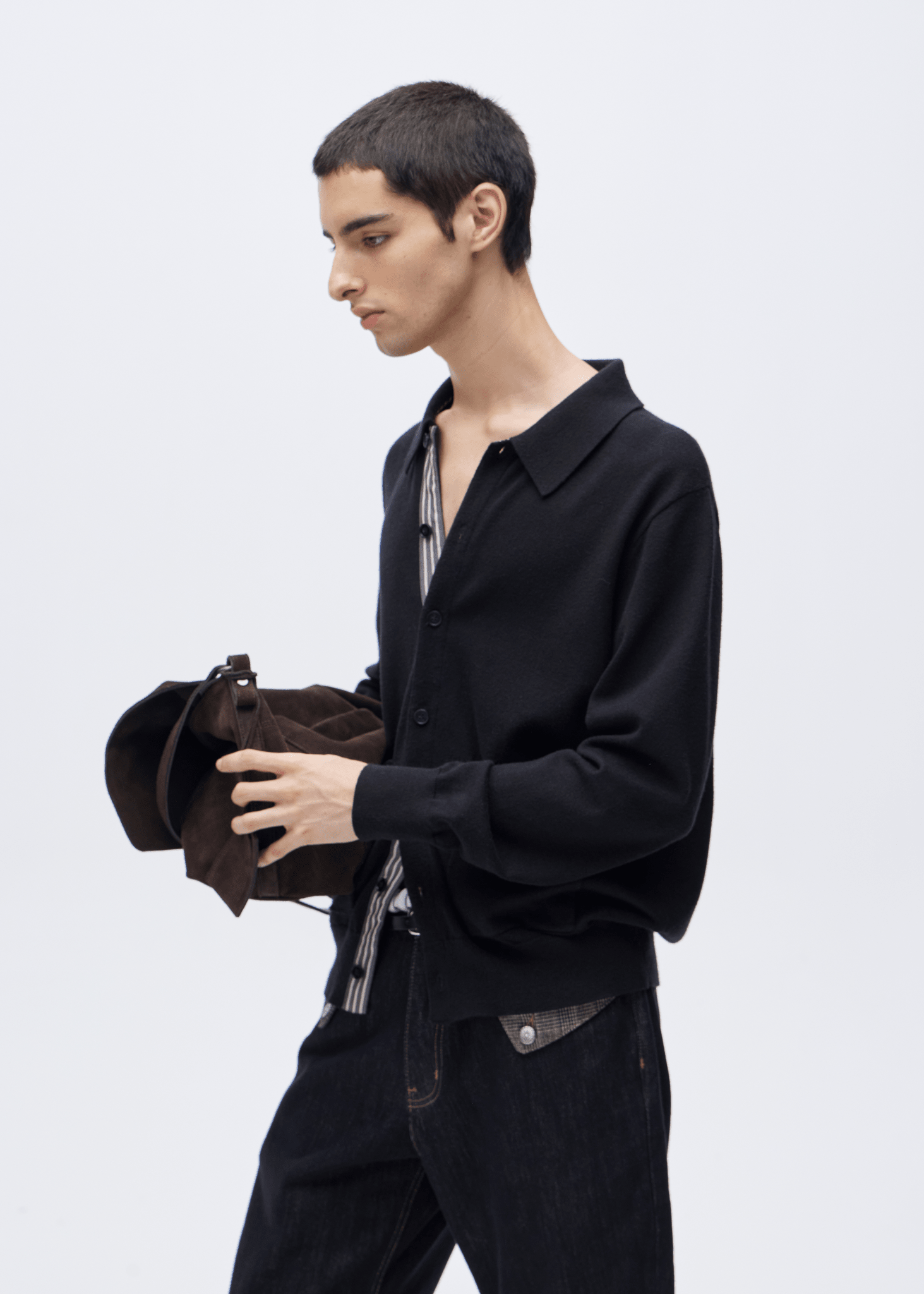 Boxy Knit Polo Cardigan - Rick Circus