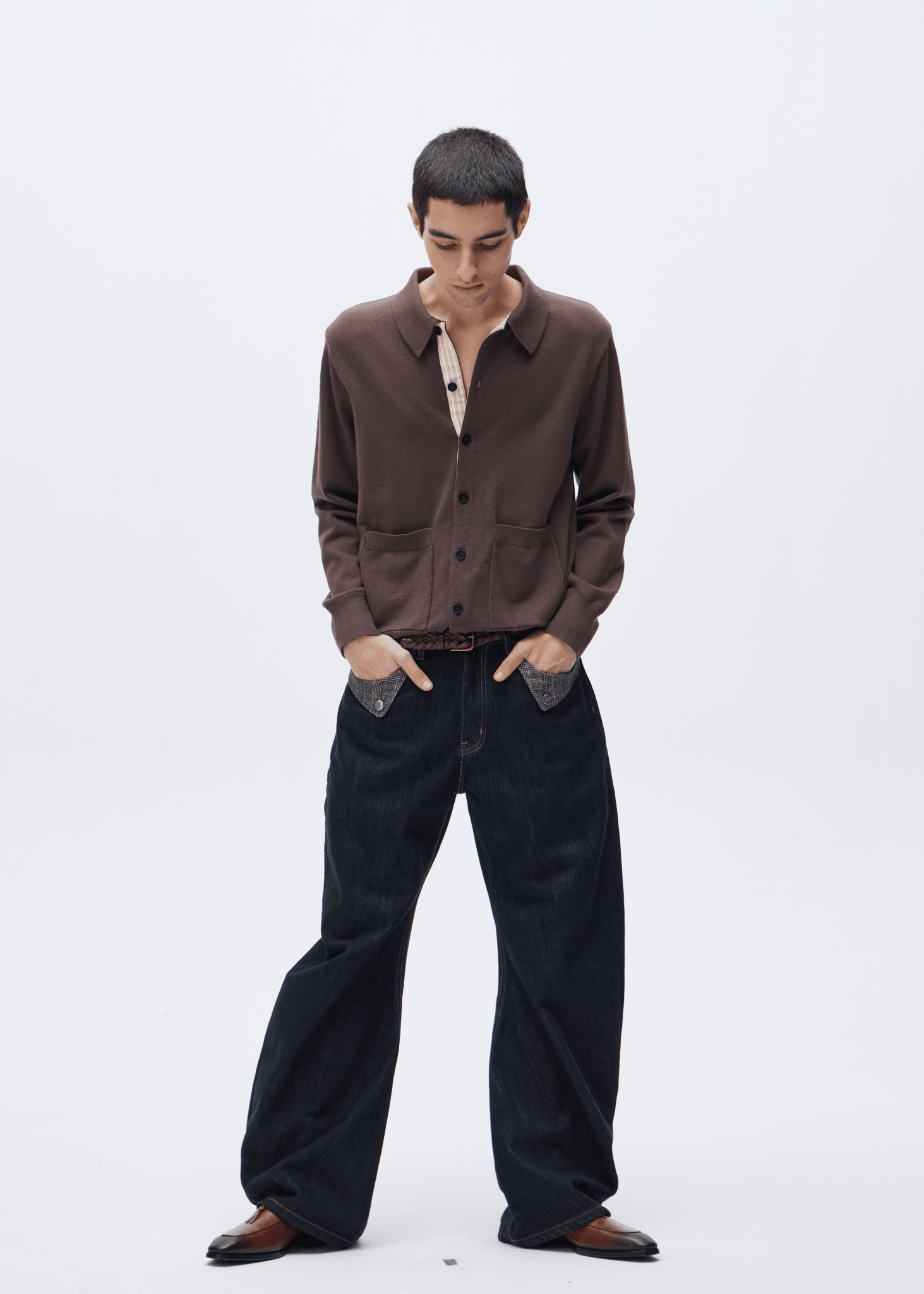 Boxy Knit Polo Cardigan - Rick Circus