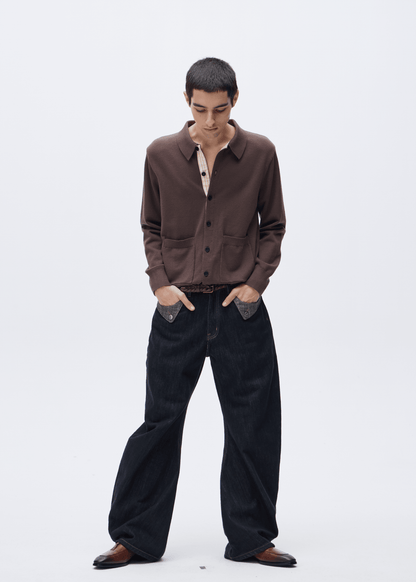 Boxy Knit Polo Cardigan - Rick Circus